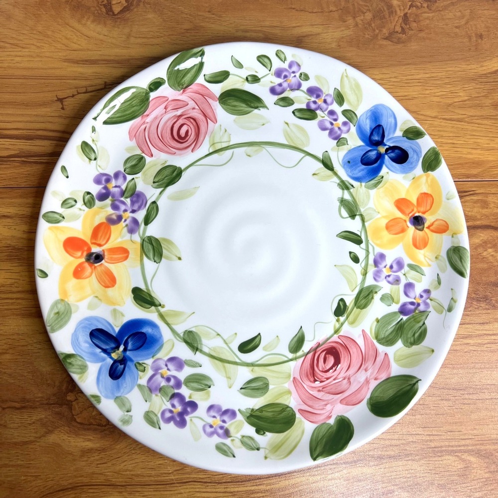 Tabletops Unlimited Mariams Garden Dinner Plate 11.25" Hand Painted Farmhouse